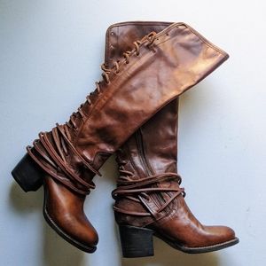 Brown Leather Boots Freebird by Steven size 5